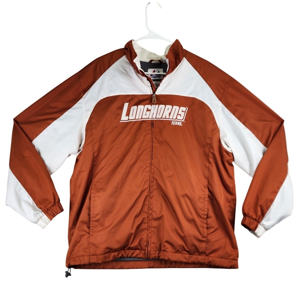 Majestic Texas Longhorns Windbreaker Jacket Mens Large Burnt Orange NCAA Gameday
